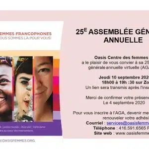 Poster pour la 25e assemblée générale annuelle—Oasis Centre des femmes