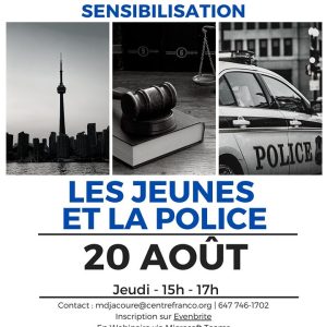 Affiche pour le webinaire Les jeunes et la police